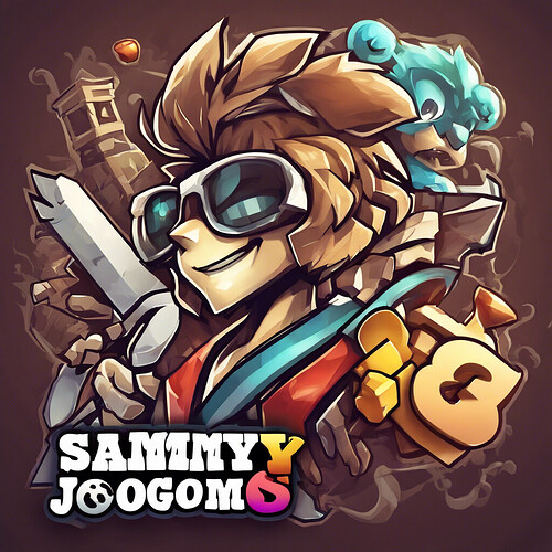 a graphic logo with Forum Jogos written in a gaming style font, and a watermark in the corner saying Sammy