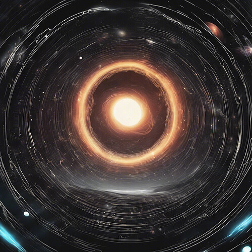 an awe-inspiring representation of the bizarre realm within a black hole, showcasing advanced, futuristic graphical elements and unearthly vistas