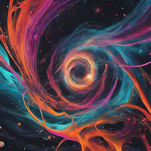 a mesmerizing visualization of the connection between parallel realities, featuring vibrant galaxies, black holes, and wormholes, rendered in a modern, vivid color palette