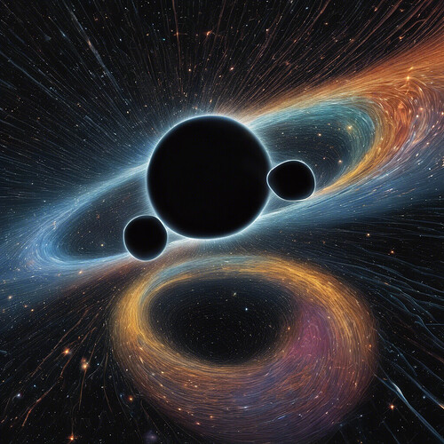 an entrancing depiction of the nexus joining parallel existences, displaying brilliant galaxies, perplexing black holes, and space-time-defying wormholes, brought to life with intense, cutting-edge shades