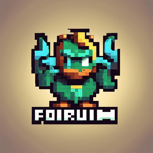 retro style pixel art logo for Forum Jogos forums, with Sammy watermarked unobtrusively