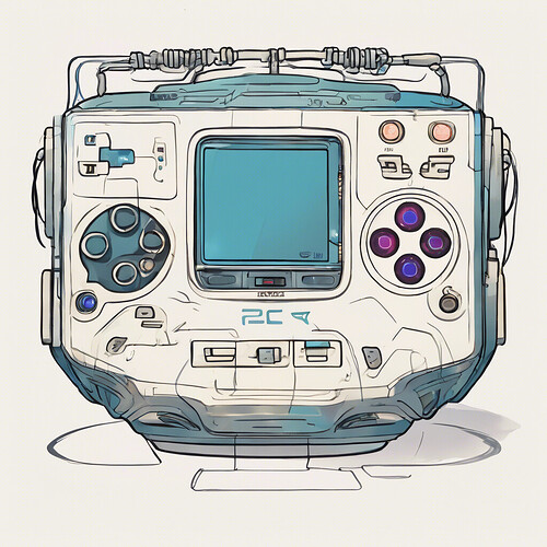 a whimsical cartoon sketch of the futuristic PS6 gaming console from Sony, connected directly to the brain, in an ultra-modern style from the year 3000