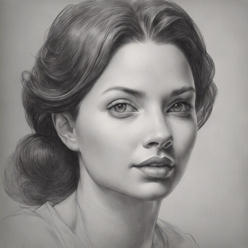 a graphite illustration capturing the likeness of the woman pictured, with precision to her features