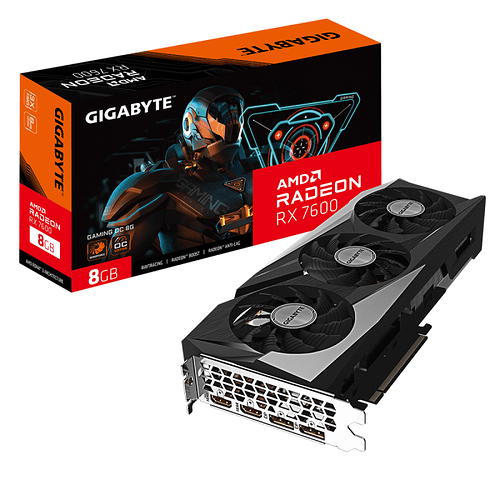 Placa De Vídeo Gigabyte AMD Radeon RX 7600 Gaming OC