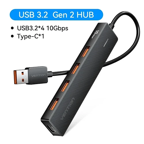HUB USB Vention 3.2 Hub 4 Portas USB 3.2 + 1 Tipo C 10Gbps