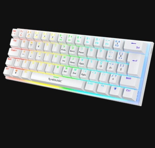 Teclado Gamer Mecânico Neologic Precision Polar 60% Rainbow 61 Teclas Switch Blue Cabo Tipo C Branco PREPLR-BLUE