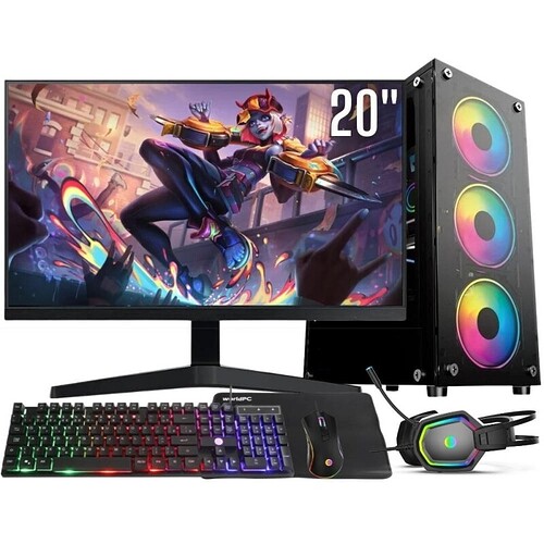 Computador Gamer Completo Intel Core i7 16GB SSD 512GB Kit Gamer com Headset Monitor 20" Windows 10 3green Flashn