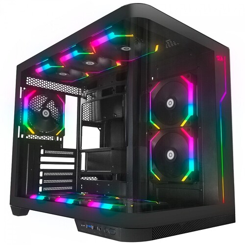 Gabinete Gamer Redragon Wideload Extreme Mid Tower RGB Vidro Curvado Temperado ATX Black Sem Fonte Sem Fan CA605B