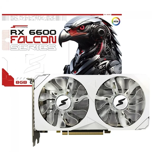 Placa De Vídeo SuperFrame AMD Radeon RX 6600 Falcon 8GB GDDR6 RGB FSR Ray Tracing White SF-GC-FCAM66008GD6W