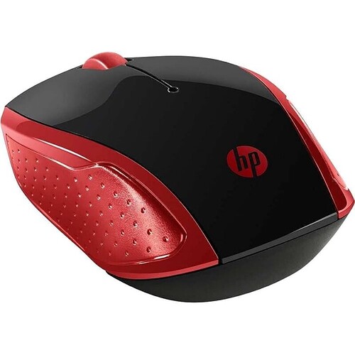 Mouse Sem Fio HP 200 Oman Vermelho Sensor Óptico Ambidestro Receptor Nano 24Ghz Resoluções até 1000 DPI 2HU82AA
