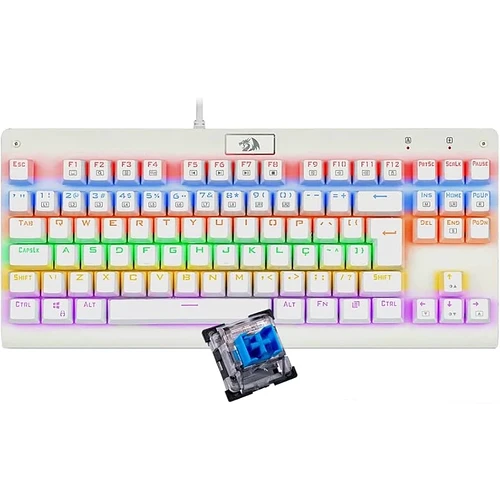 Redragon K568W-R (PT-BLUE) Teclado Mecânico Gamer Dark Avenger Rainbow Switch Branco Lunar White