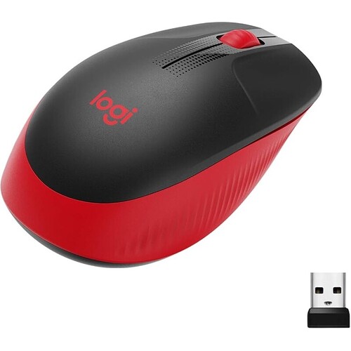 Mouse sem fio Logitech M190 com Design Ambidestro de Tamanho Padrão Conexão USB e Pilha Inclusa - Vermelho