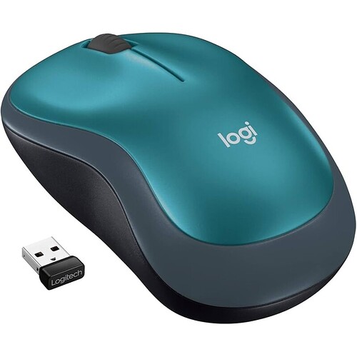 Mouse sem fio Logitech M185 2.4GHz com receptor USB Design Ambidestro Compacto Conexão USB e Pilha Inclusa - Azul