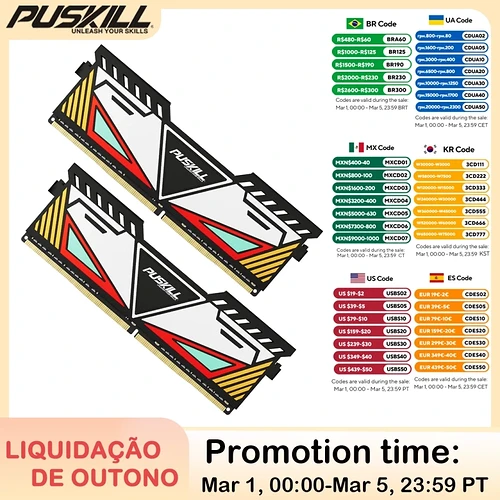 PUSKILL DDR4 DDR3 Memoria Ram 32GB 16GB 8GB 1.2V 3200MHz 2666MHz 1600MHz 1.5V Desktop Cooling Vest Memó
