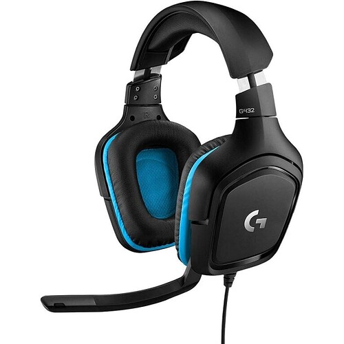 Headset Gamer Logitech G432 7.1 Dolby Surround para PC PlayStation Xbox e Nintendo Switch - Preto/Azul