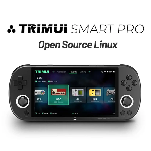 Trimui-Smart Pro Handheld Game Console 4.96 "Tela IPS Sistema Linux Joystick Iluminação RGB Retro Vide