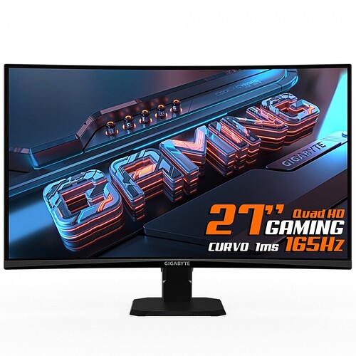 Monitor Gamer Gigabyte GS27QC 27 Pol Quad HD Curvo 165Hz 1Ms FreeSync Premium HDR HDMI/DP 20VM0-GS27QCBM-1SAR