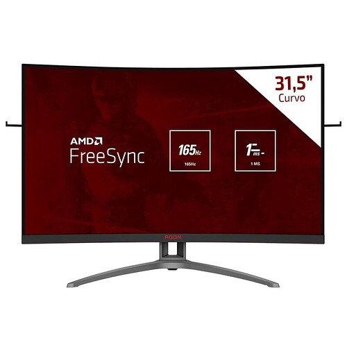 Monitor Gamer Curvo 315" AOC Agon AG323FCXE Tela Widescreen Full HD165Hz 1ms e AMD FreeSync Premium - Preto