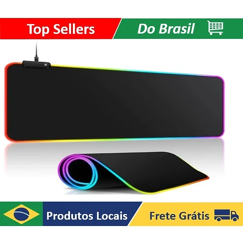 Mouse Pad Gamer Grande Speed Borda Led 7 Cores Rgb Impermeável 300mm X 800mm