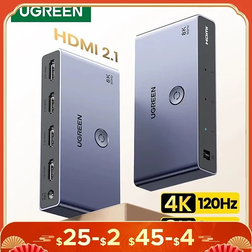 Switch 3 em 1 UGREEN HDMI 2.1 2.0 8K com Controle Remoto