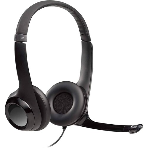 Headset com fio USB Logitech H390 com Almofadas Confortáveis Controles de Áudio Integrado e Microfone com Redução de