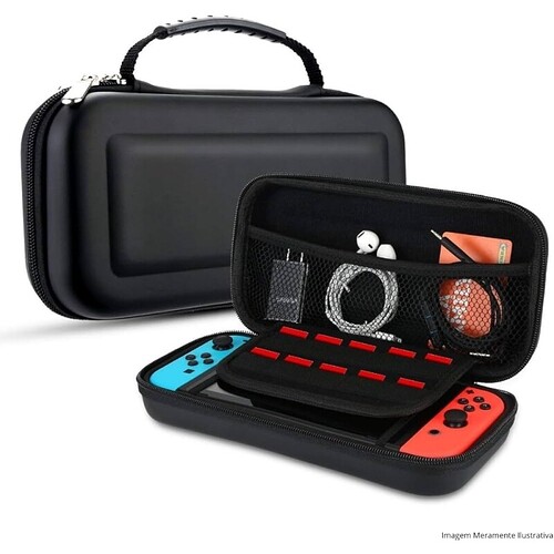 Case Capa Protetora Compativel com Nintendo Switch Oled com Slots Memory Card Estojo Premium Forro Macio e Resistente (P