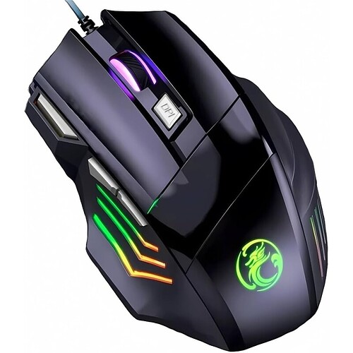 Mouse Gamer Anúbis 7 Botões 32000 DPI Ajustável LED RGB Alta Precisão e Velocidade Jogos Trabalho Estudos Cabo Refor