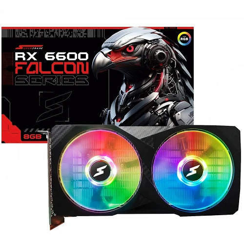 Placa De Vídeo SuperFrame AMD Radeon RX 6600 Falcon 8GB GDDR6 RGB FSR Ray Tracing Black SF-GC-FCAM66008GD6B