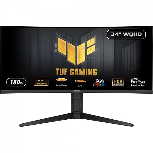 Monitor Gamer Asus TUF Gaming 34 Pol Curvo Quad HD 1ms 180Hz 125% sRGB HDR FreeSync Premium Pro HDMI/DP VG34VQL3A