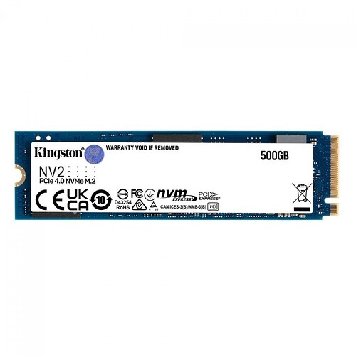 SSD Kingston NV2 500GB M.2 NVMe 2280 Leitura 3500MBs e Gravação 2100MBs SNV2S/500G