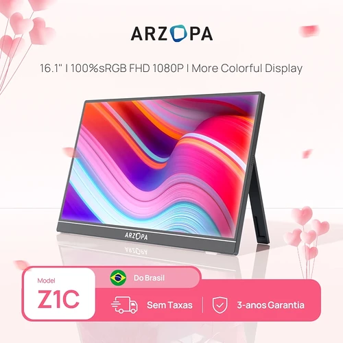 NOVA ARZOPA 16.1 inch 1080P 100% sRGB Monitor Portátil Segundo Monitor de Tela Externa para MAC Lapt