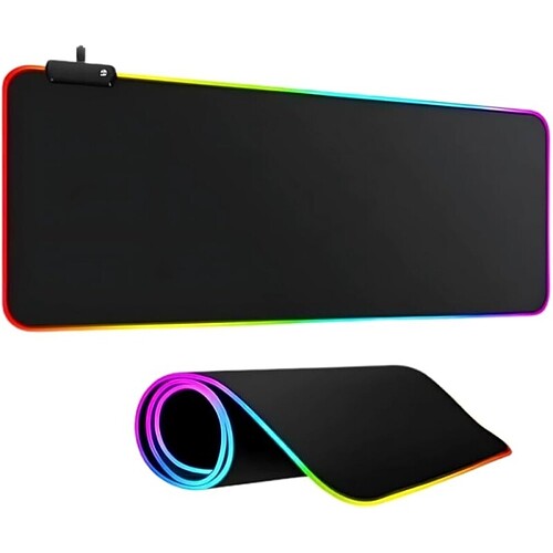 Mouse Pad Gamer RGB Led 80x30 Grande Speed Antiderrapante Base Emborrachada Borda Costurada Ideal para Jogos e Escritór