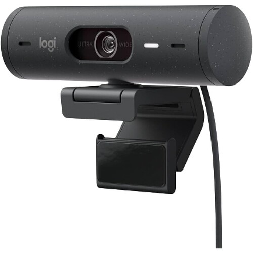 Webcam Full HD Logitech Brio 500 com Microfones Duplos com Redução de Ruídos Proteção de Privacidade Correção de