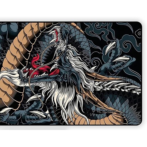 Mouse Pad Gamer Extra Grande 70x35 cm Dragão Azul com Borda Costurada Speed e Performance Premium