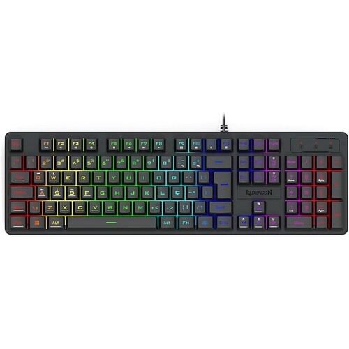 Teclado Membrana Gamer Redragon Netherbane Iluminação Rainbow Preto ABNT2 K521-R PT