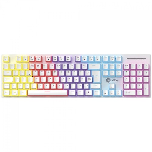 Teclado Mecânico Gamer Ninja Leap Pudim Switch Blue Rainbow ABNT2 Full Size White GN-KB-LPFSWPRUAB