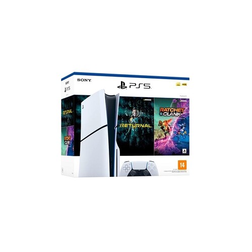 Console Playstation 5 Com Leitor Slim Branco SSD 1TB + Controle sem fio DualSense + Jogos Returnal e Ratchet u0026 Clank