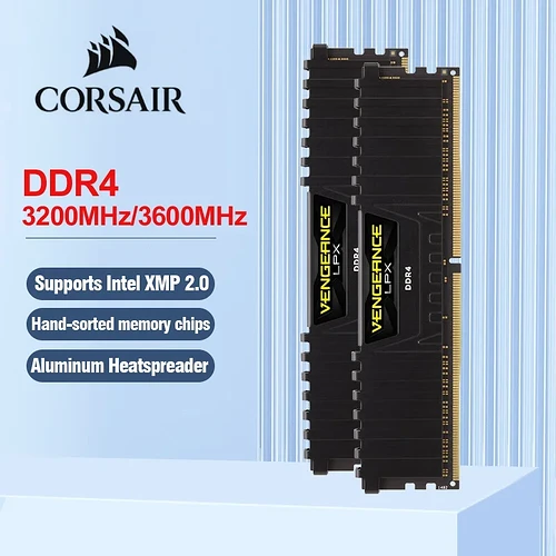 Corsair VENGEANCE LPX DDR4 RAM 16GB 3200MHz CL16 Intel XMP 2.0 Memória de Computador - Preto