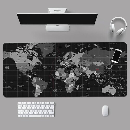 Mouse Pad Gamer Com Estampa Tema Mapa Mundi Extra Grande 90x40 cm com Bordas Costuradas e base Antiderrapante Desk Pad p
