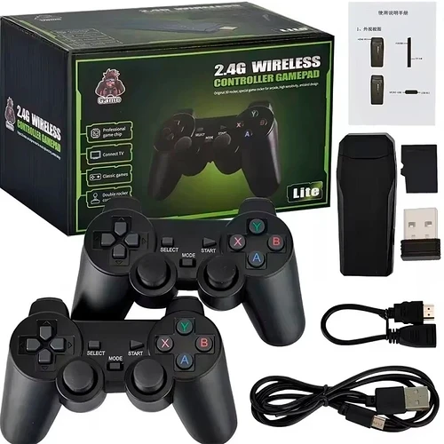 Videogame Stick 4K 64gb 2 Controles Sem Fio Console Portatil Jogos Retro Antigo
