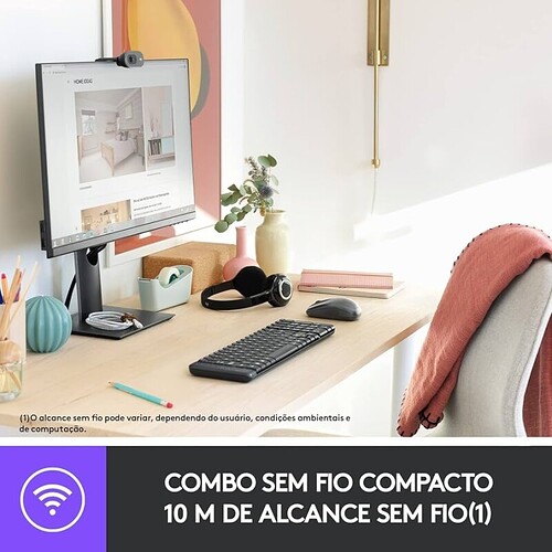 Combo Teclado e Mouse sem fio Logitech MK220 com Design Compacto Conexão USB Pilhas Inclusas e Layout ABNT2