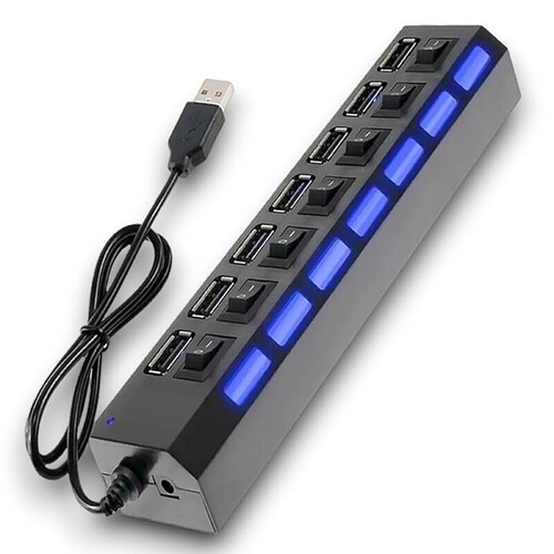 Hub USB 7 Portas 2.0 Expansão Inteligente com Carregamento Rápido para PC e Notebook