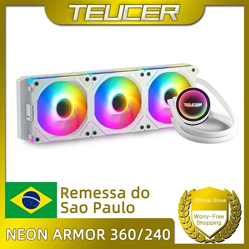 Teucer neon armadura 360240 cpu refrigerador de água para intel amd am4 am5 lga1700 1200 1155 2011 v3 x99 placa-mãe