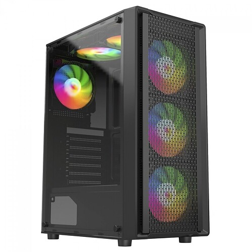 Gabinete Gamer Liketec Storm Mesh Mid Tower Vidro Temperado ATX Sem Fonte Com 3 Fans Rainbow