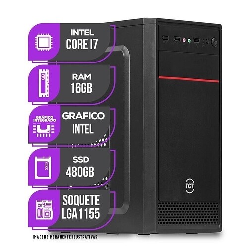 PC CPU Mancer Intel Core i7 16GB De Memória Ram SSD 480GB