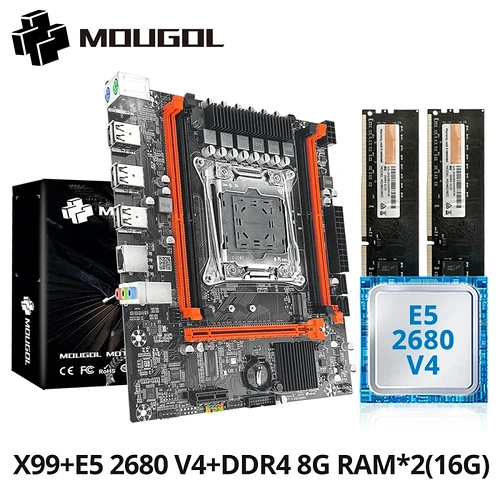 Kit placa-mãe para jogos MOUGOL X99 com Intel Xeon E5 2680 V4 - Placa-mãe + cpu + ram