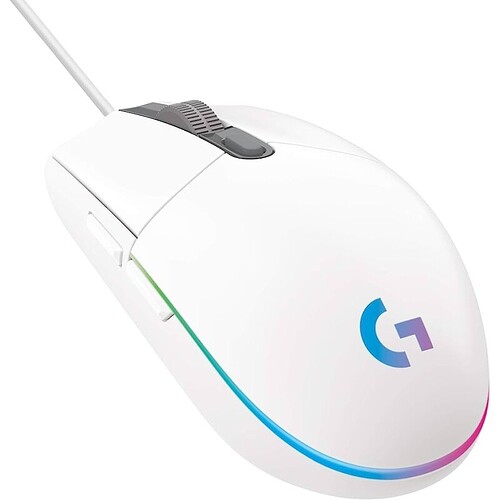 Mouse Gamer Logitech G203 LIGHTSYNC RGB Efeito de Ondas de Cores 6 Botões Programáveis e Até 8.000 DPI - Branco