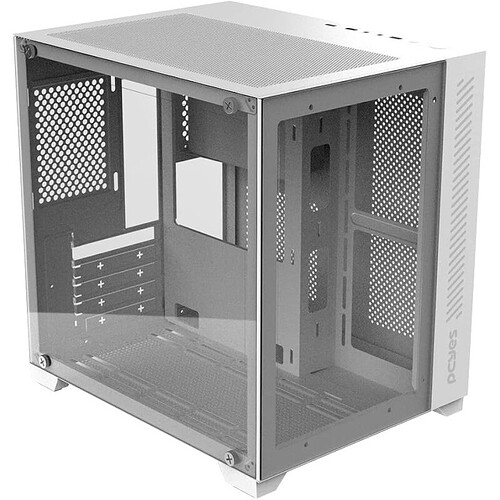 GABINETE GAMER FORCEFIELD WHITE GHOST - FRONTAL E LATERAL EM VIDRO - PCYES