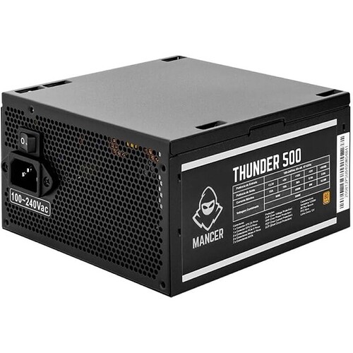 Fonte Mancer Thunder 500W | Certificação 80 Plus Bronze | PFC Ativo | Bivolt Automático 100-240V AC | Formato ATX | P
