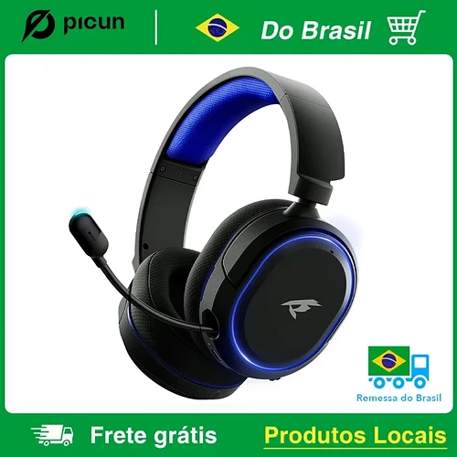 Picun g2 fone de ouvido sem fio para jogos bluetooth 5.3 2.4g 7.1 surround 5ms baixa latência microfone enc para